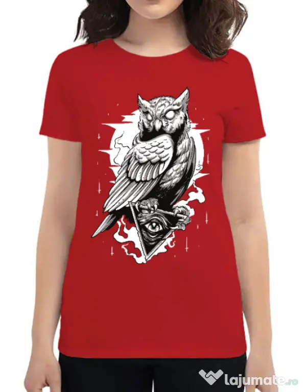 Tricou ADLER dama Owl Rosu
