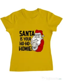 Tricou ADLER dama Santa is your homie Galben