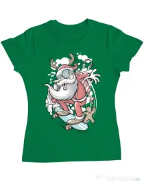 Tricou ADLER dama Skater Santa Verde mediu