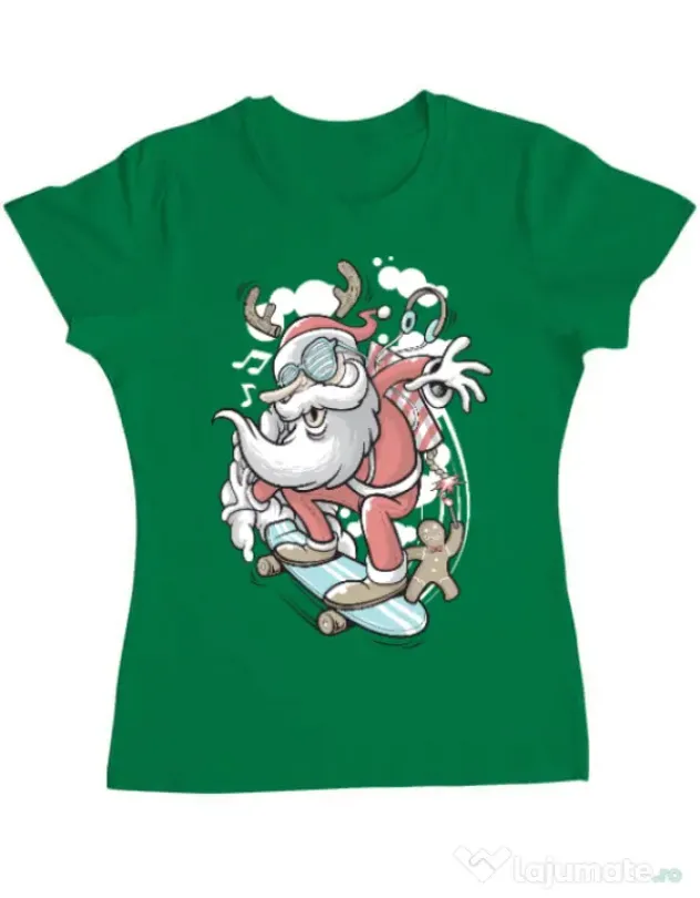 Tricou ADLER dama Skater Santa Verde mediu