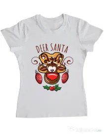 Tricou ADLER dama Deer santa Alb