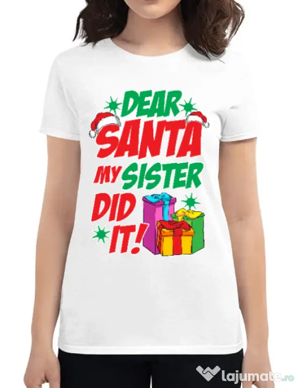 Tricou ADLER dama My sister did it Alb