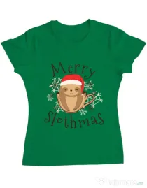 Tricou ADLER dama Merry slothmas Verde mediu