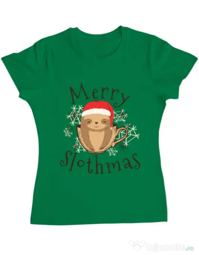 Tricou ADLER dama Merry slothmas Verde mediu