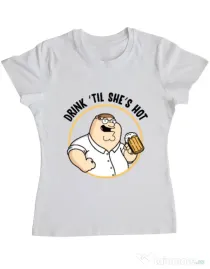 Tricou ADLER dama Drink til she is hot Alb