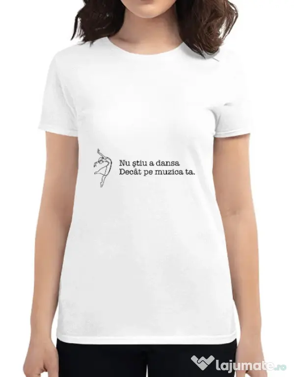 Tricou ADLER dama Nu stiu a dansa Alb