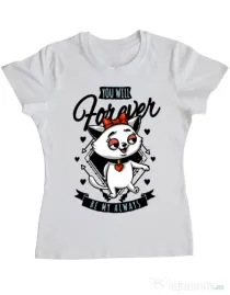 Tricou ADLER dama Forever my always Alb