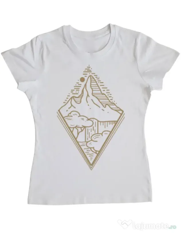Tricou ADLER dama Mountain waterfall Alb