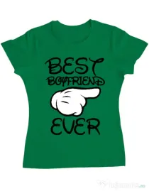 Tricou ADLER dama Best boyfriend ever Verde mediu