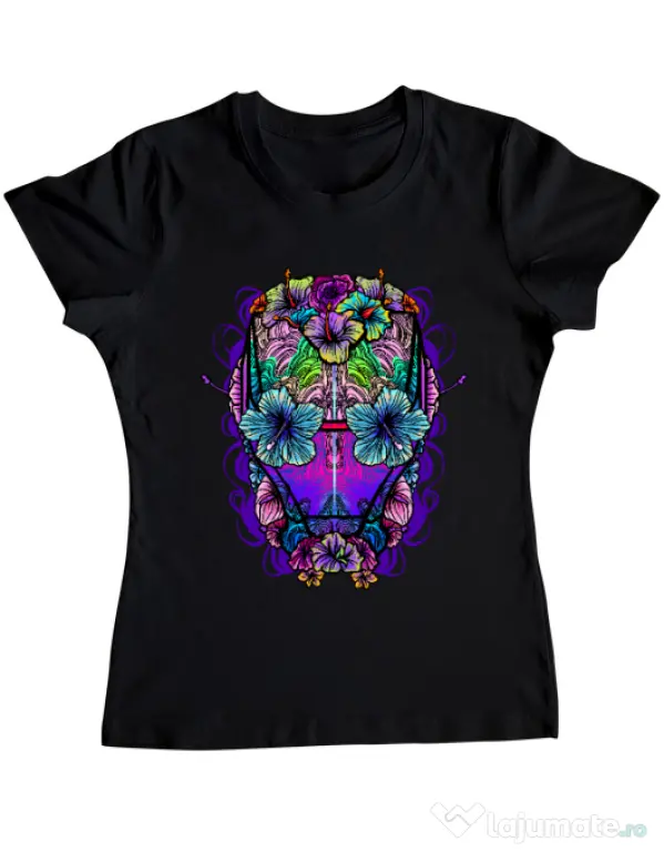 Tricou ADLER dama Flower helmet Negru