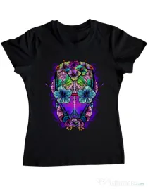Tricou ADLER dama Flower helmet Negru