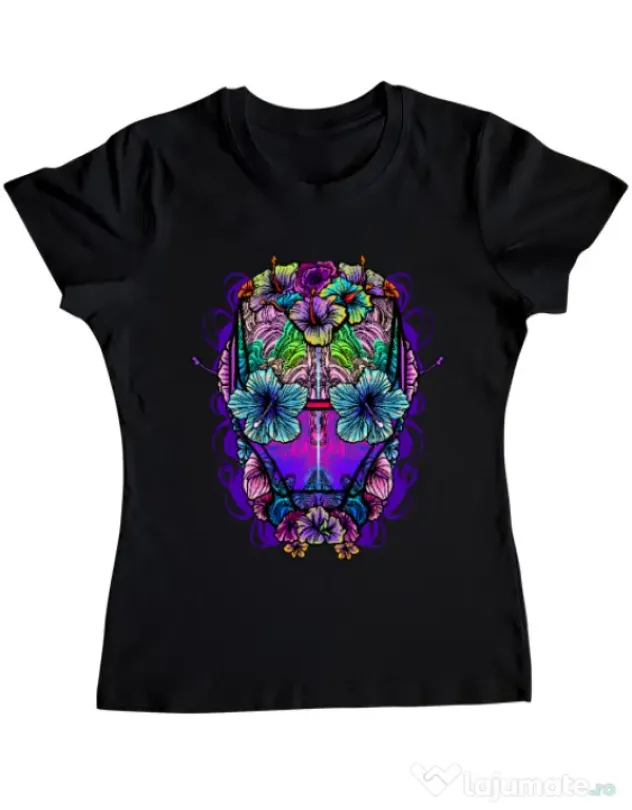 Tricou ADLER dama Flower helmet Negru