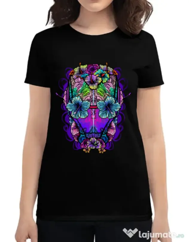 Tricou ADLER dama Flower helmet Negru