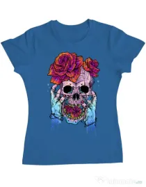 Tricou ADLER dama Hand skull Albastru azuriu