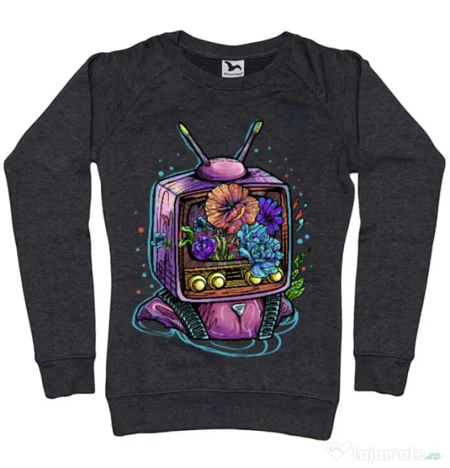 Bluza ADLER dama Flower television Negru melanj