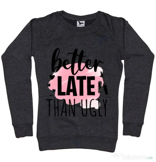 Bluza ADLER dama Better late than ugly Negru melanj