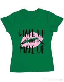 Tricou ADLER dama Wake up and make up Verde mediu