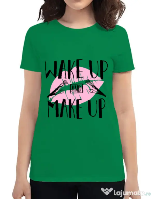 Tricou ADLER dama Wake up and make up Verde mediu