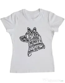 Tricou ADLER dama A Dog Makes You Rich Alb