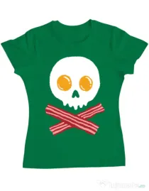 Tricou ADLER dama Breakfast skull Verde mediu