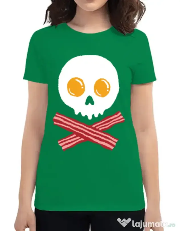 Tricou ADLER dama Breakfast skull Verde mediu