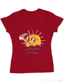 Tricou ADLER dama Morning and coffee Rosu