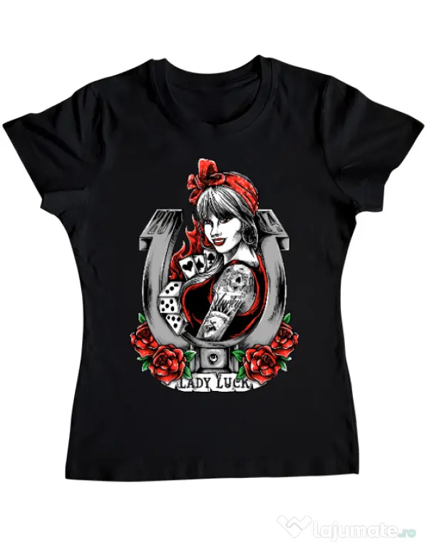 Tricou ADLER dama Lady luck Negru