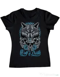 Tricou ADLER dama Wolf of death Negru