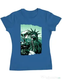Tricou ADLER dama Save the liberty Albastru azuriu