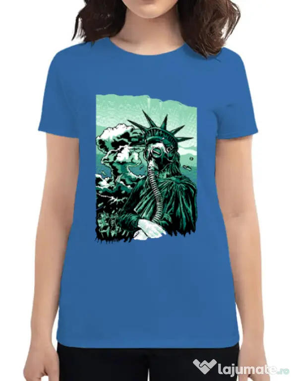 Tricou ADLER dama Save the liberty Albastru azuriu