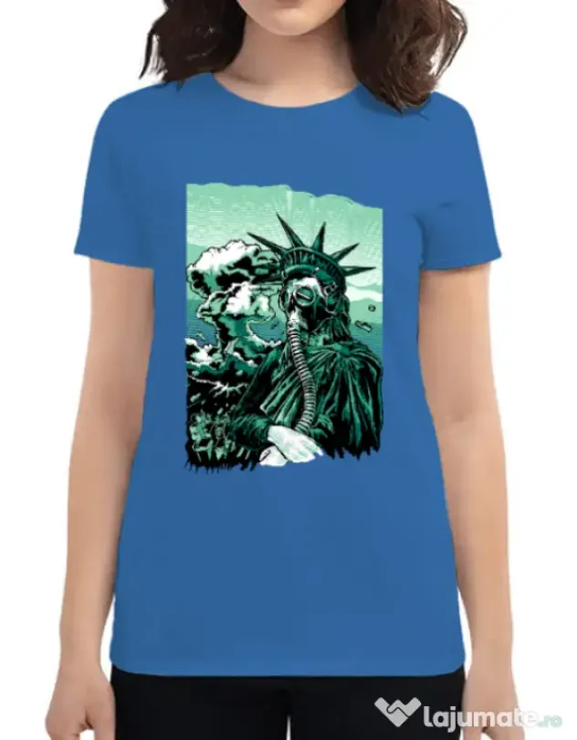 Tricou ADLER dama Save the liberty Albastru azuriu