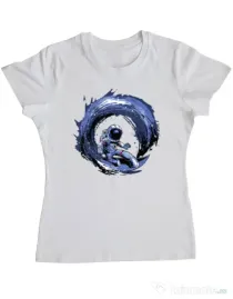 Tricou ADLER dama Surfing in space Alb