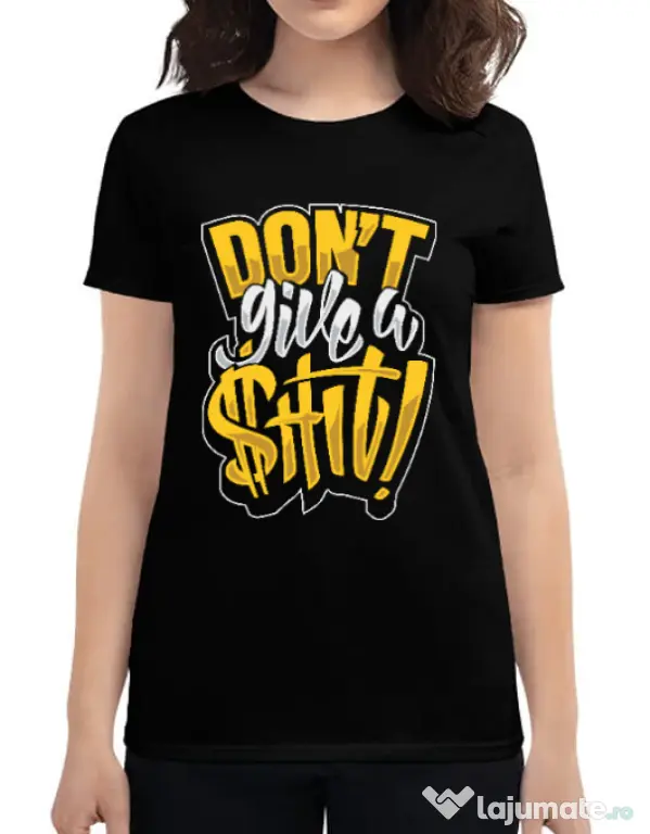 Tricou ADLER dama Don't give a shit Negru