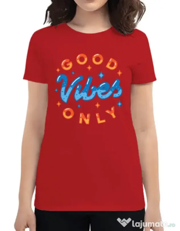 Tricou ADLER dama Good vibes only Rosu