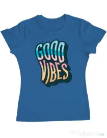 Tricou ADLER dama Good vibes Albastru azuriu