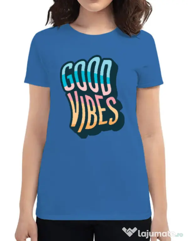 Tricou ADLER dama Good vibes Albastru azuriu