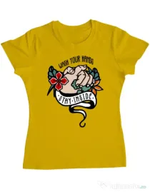Tricou ADLER dama Wash your hands Galben