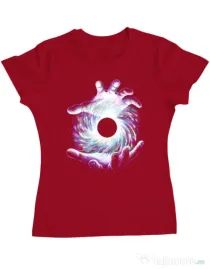 Tricou ADLER dama A hole in my hand Rosu