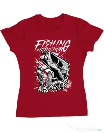 Tricou ADLER dama Fishing addiction Rosu