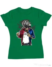 Tricou ADLER dama Suicide gas mask Verde mediu 