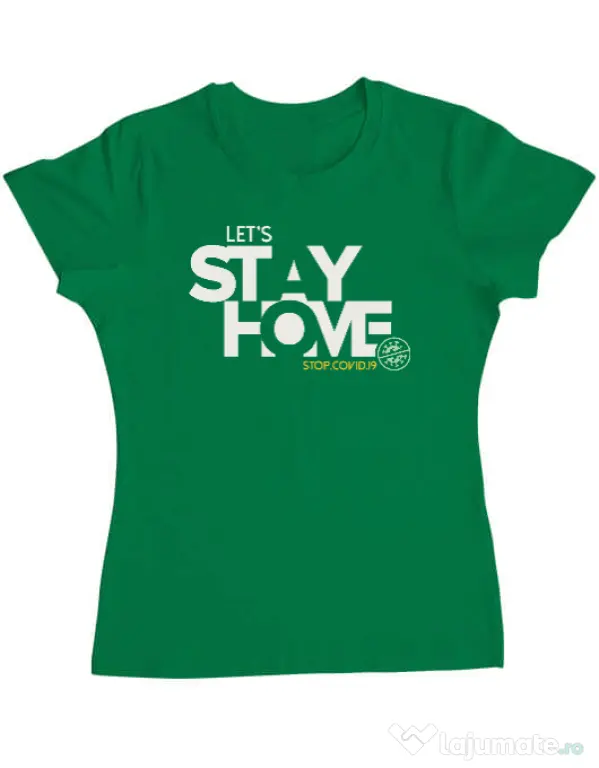 Tricou ADLER dama Stay home Verde mediu