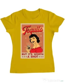 Tricou ADLER dama Worth a shot Galben