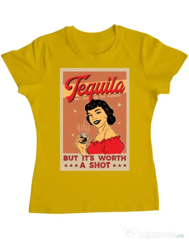 Tricou ADLER dama Worth a shot Galben