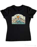 Tricou ADLER dama Mountain and wave Negru