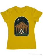Tricou ADLER dama Camp mountain night Galben
