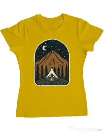 Tricou ADLER dama Camp mountain night Galben