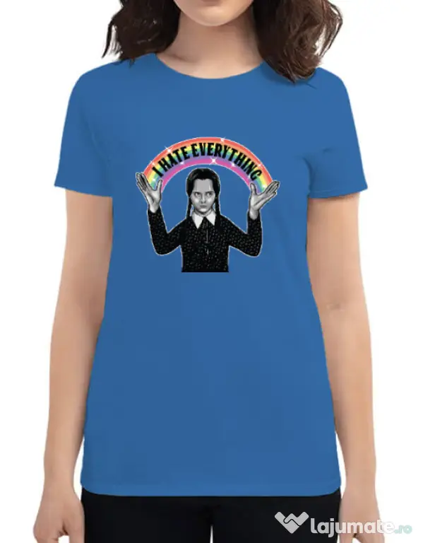 Tricou ADLER dama I hate everything Albastru azuriu