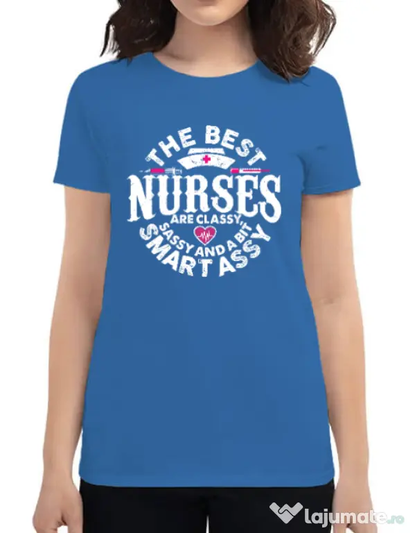 Tricou ADLER dama Best nurses Albastru azuriu
