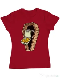 Tricou ADLER dama Horror pizza Rosu