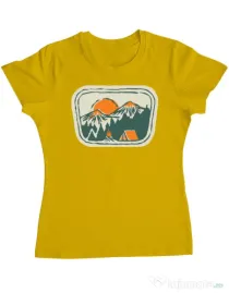 Tricou ADLER dama Camping badge Galben